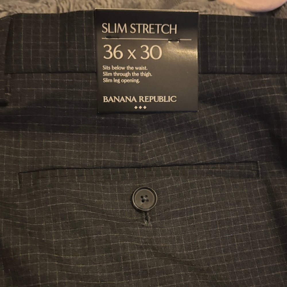 NWT Banana Republic Dark Gray Men's Dress Pants 36x30 - Picture 3 of 5